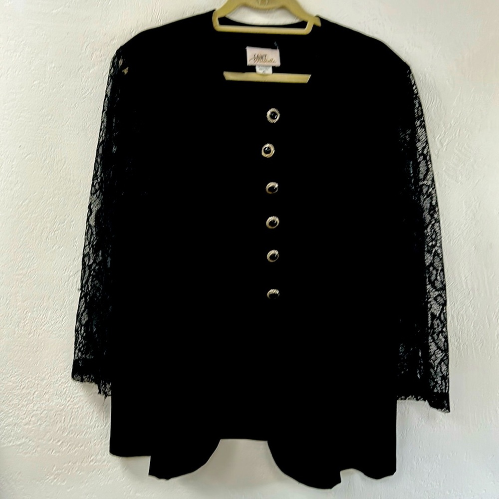Black jacket with lace sleeves